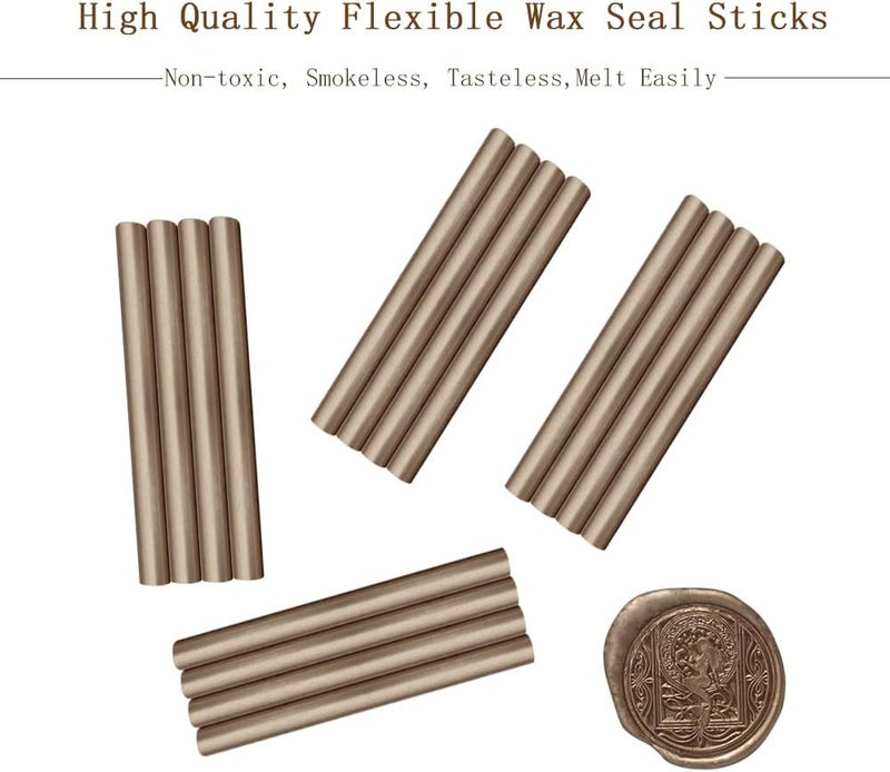 ANBOSE Wax Seal Sticks, 16 Pieces Glue Gun Sealing Wax Sticks for Wax Seal Stamp, Champagne Gold Wax Seal Stick for 0.44 Inch Glue Gun, for Wedding Invitations, Cards, Envelopes - Image 4
